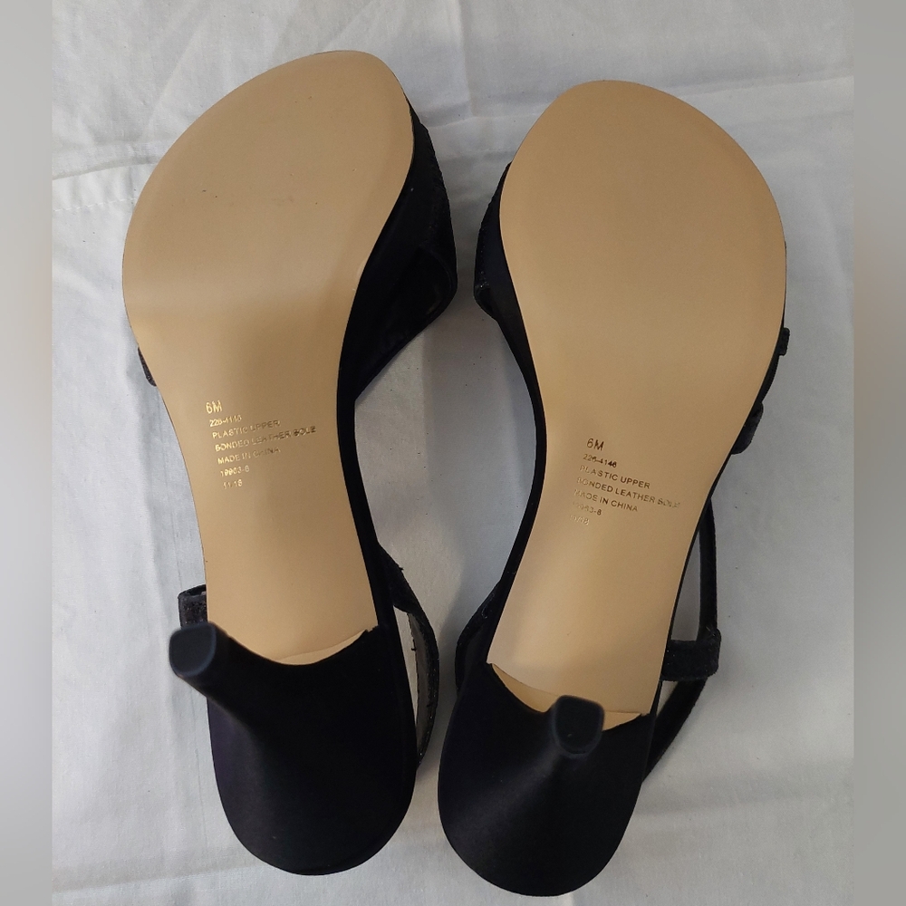 NWOB I. Miller Black Strappy Sparkly Slingback Kitten Heels Size 6 - Picture 9 of 10